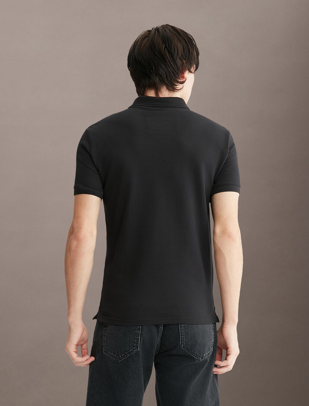 Ck 徽章修身光滑棉質 Polo 衫, Ck Black, hi-res