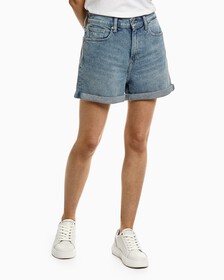 MOM DENIM SHORTS, Denim Medium, hi-res