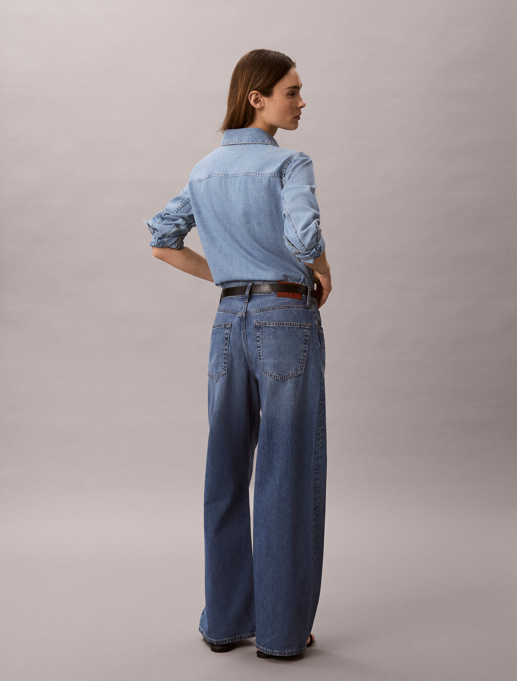 Wide Leg Linen Jeans, LANDMARK BLUE, hi-res