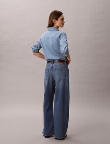 Wide Leg Linen Jeans, LANDMARK BLUE, hi-res