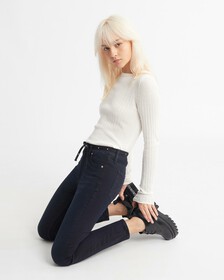 ULTIMATE STRETCH 彈性高腰緊身牛仔褲, Visual Blue Black Logo Lace, hi-res