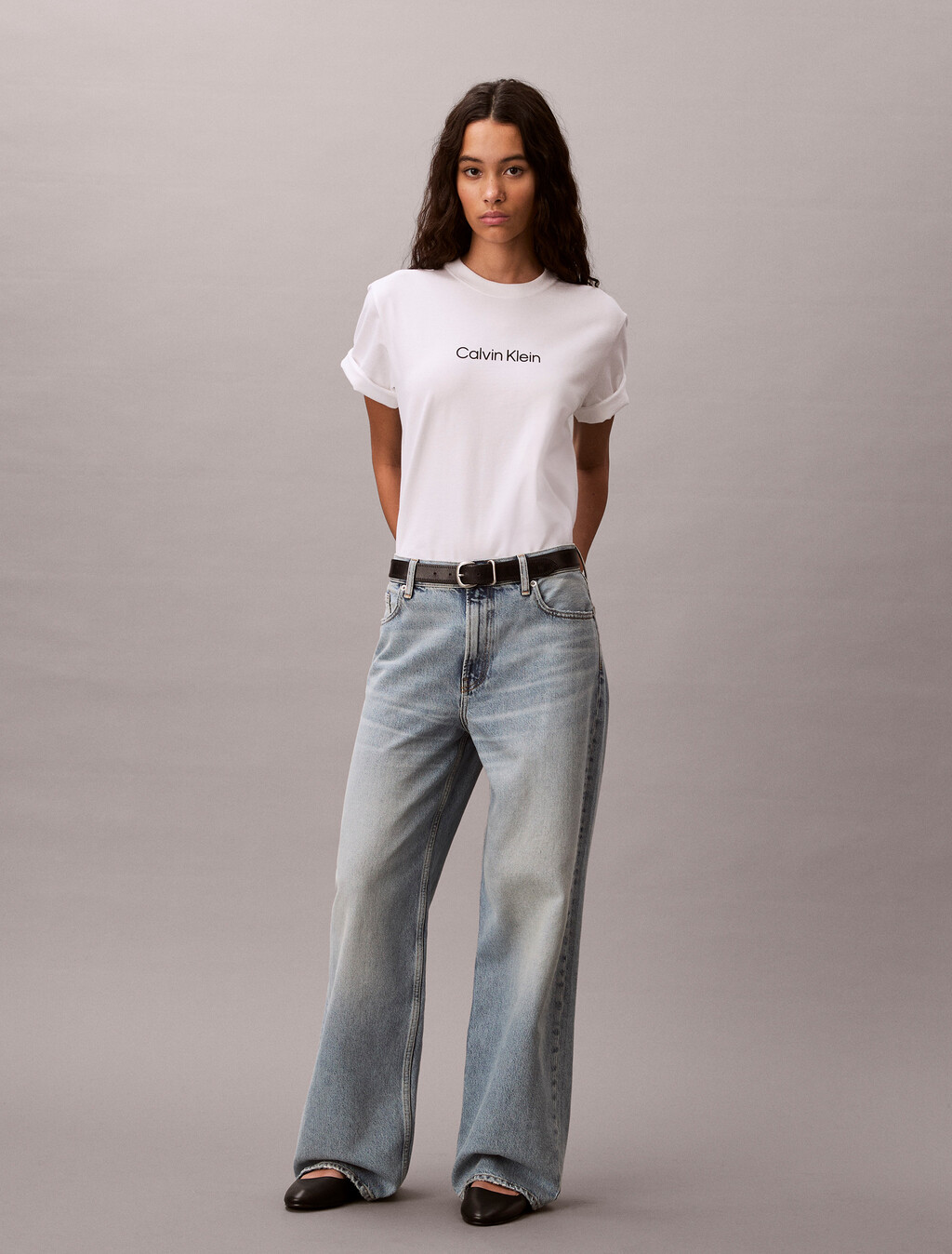 Relaxed Standard Logo Crewneck Tee, Bright White, hi-res