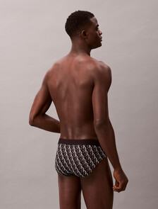 Monogram 超細纖維彈性低腰三角內褲, STEPPING LOGO BLACK, hi-res