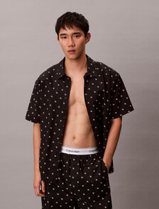 府綢棉睡裝襯衫, DIAMOND LOGO BLACK, hi-res