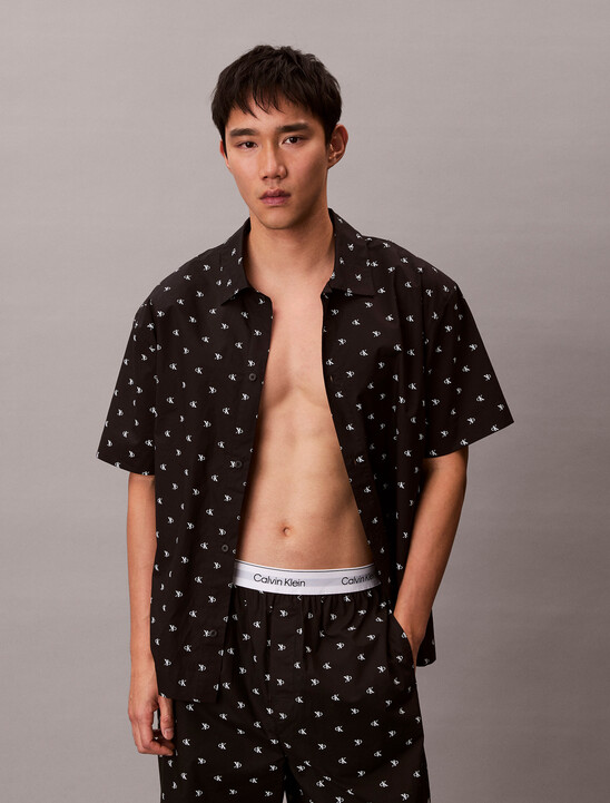 府綢棉睡裝襯衫