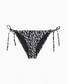 CK One Warped Monogram Side Tie String Bikini, Ck One Warped Monogram Black Aop, hi-res