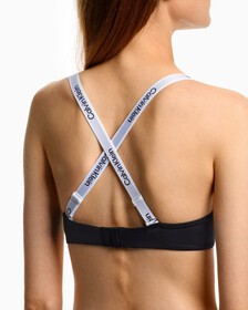 TAILORED LOGO PUSH UP PLUNGE BRA, Black, hi-res