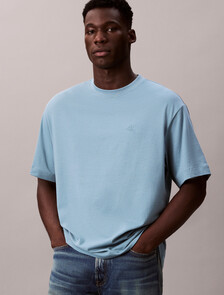 Calvin Logo Crew Neck Tee, Smoke Blue, hi-res