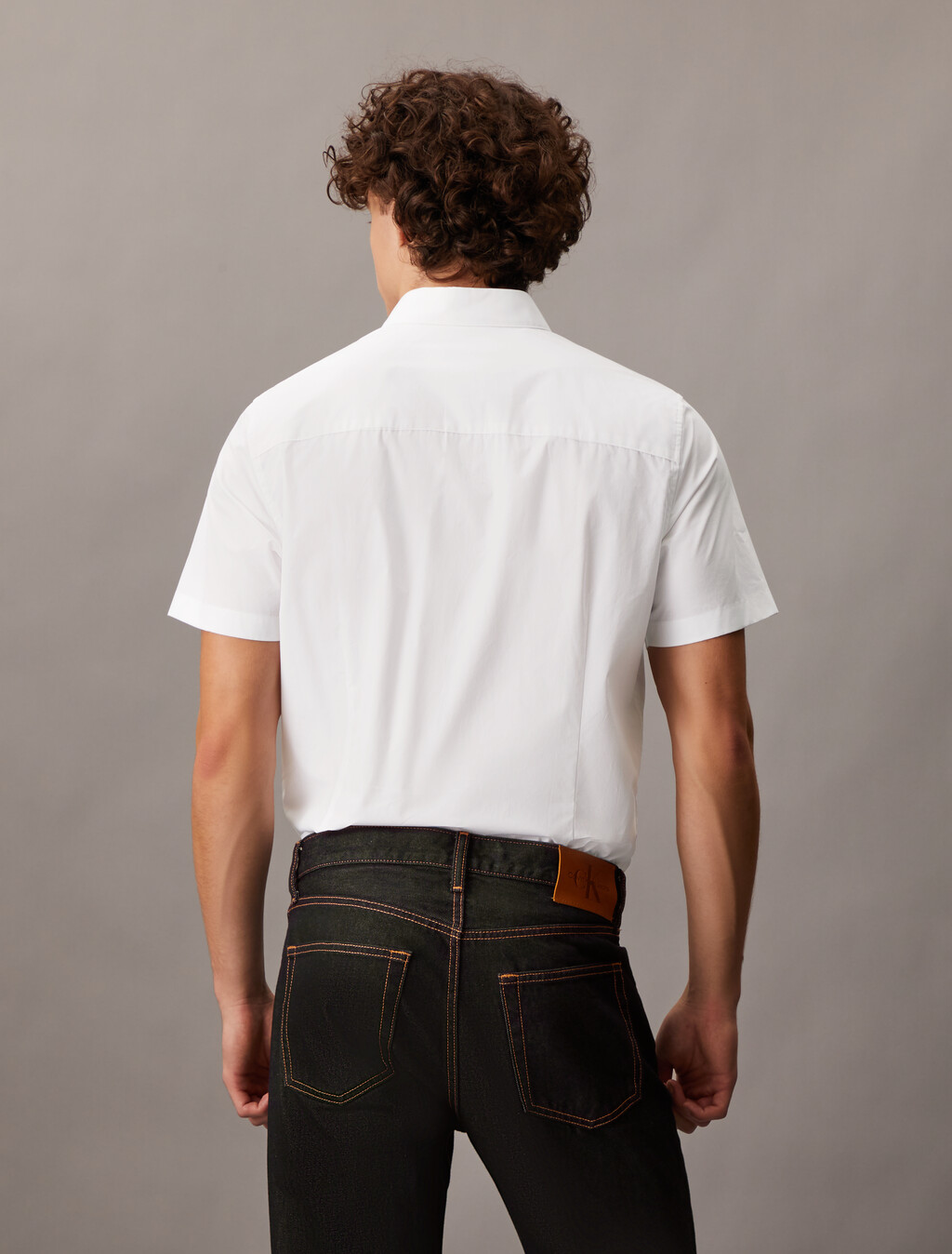 Essentials Monogram Slim Shirt, Bright White, hi-res