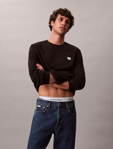 長袖華夫格 T 裇, Black, hi-res