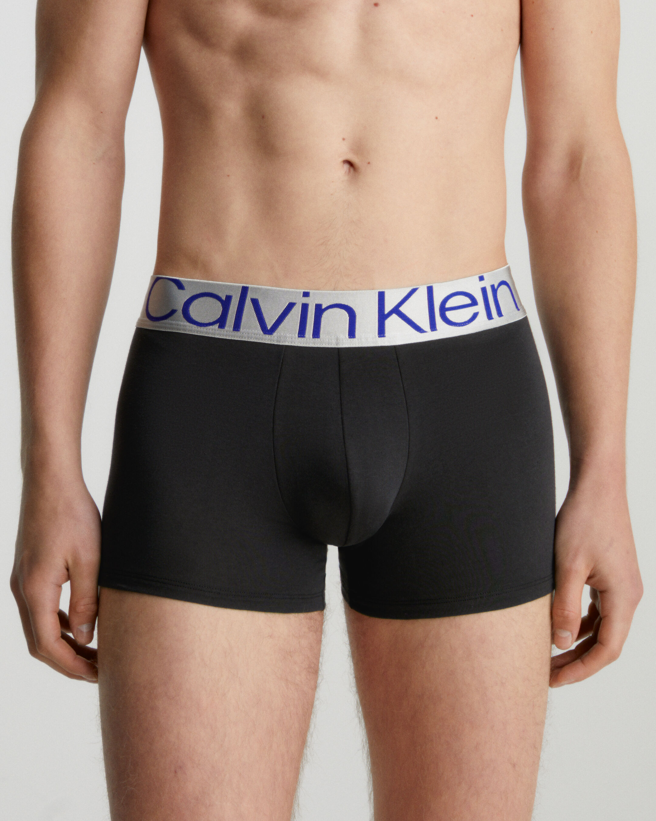 Steel Cotton 3 Pack Trunks BLACK W SPECTRUM BLUE DAPPLE GREY