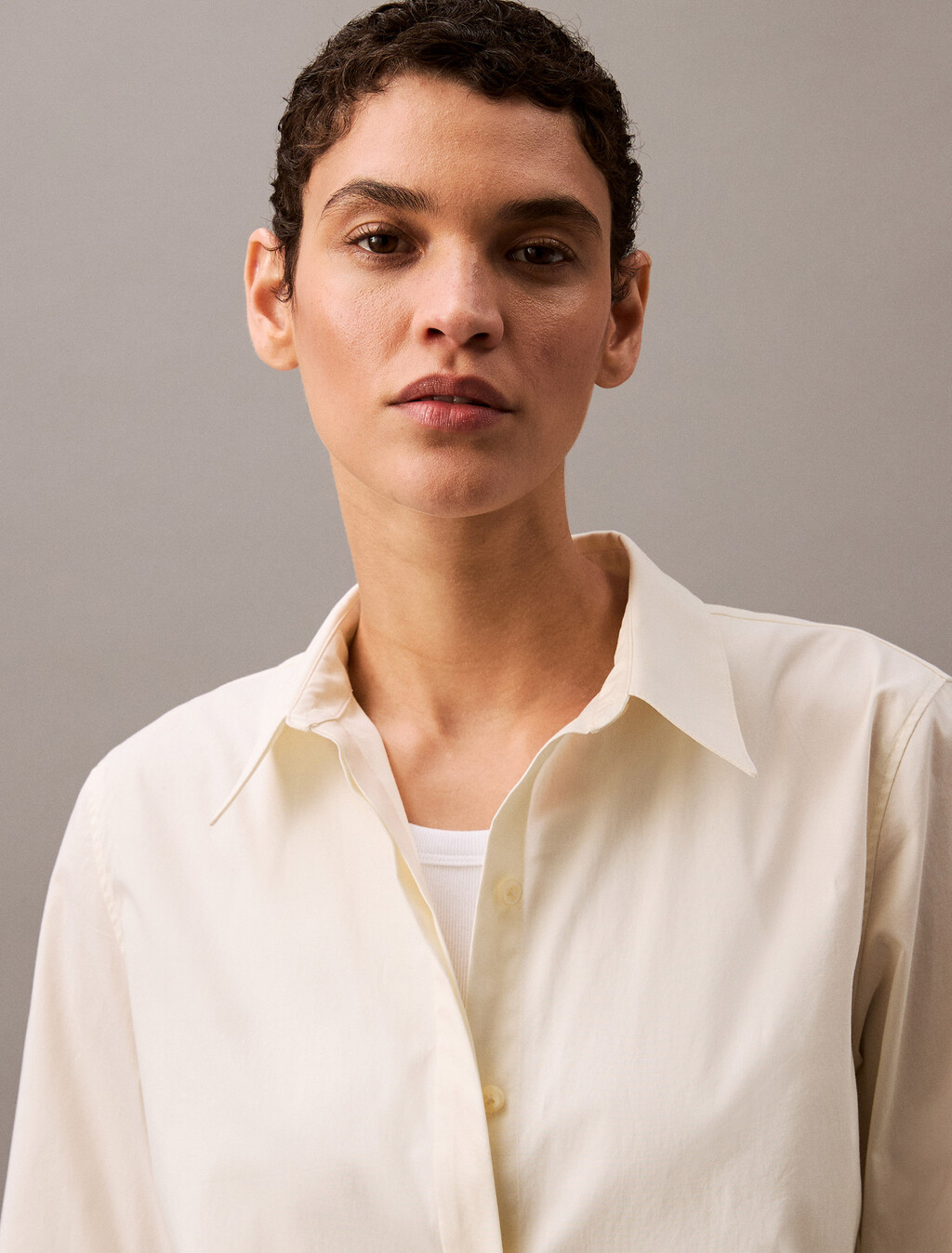 Poplin Classic Stretch Button-Down Shirt, Vanilla Ice, hi-res