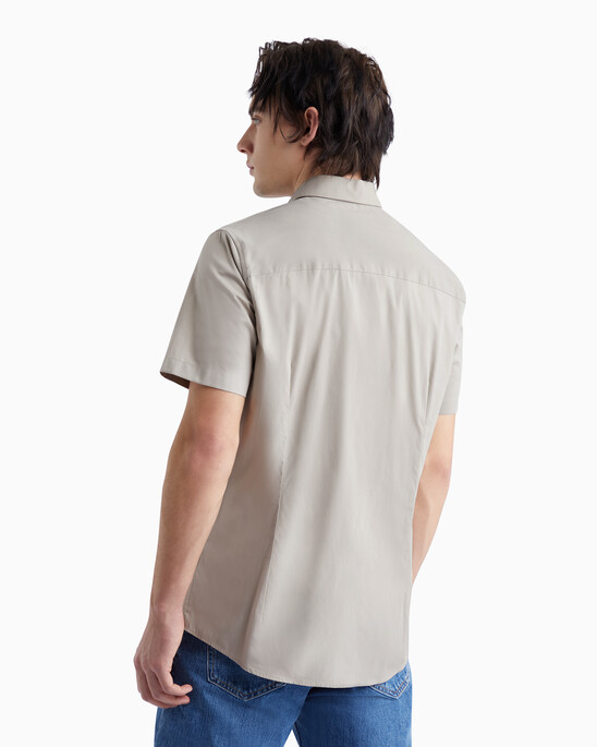 A-SS EMB SLIM SHIRTPLAZA TAUPE