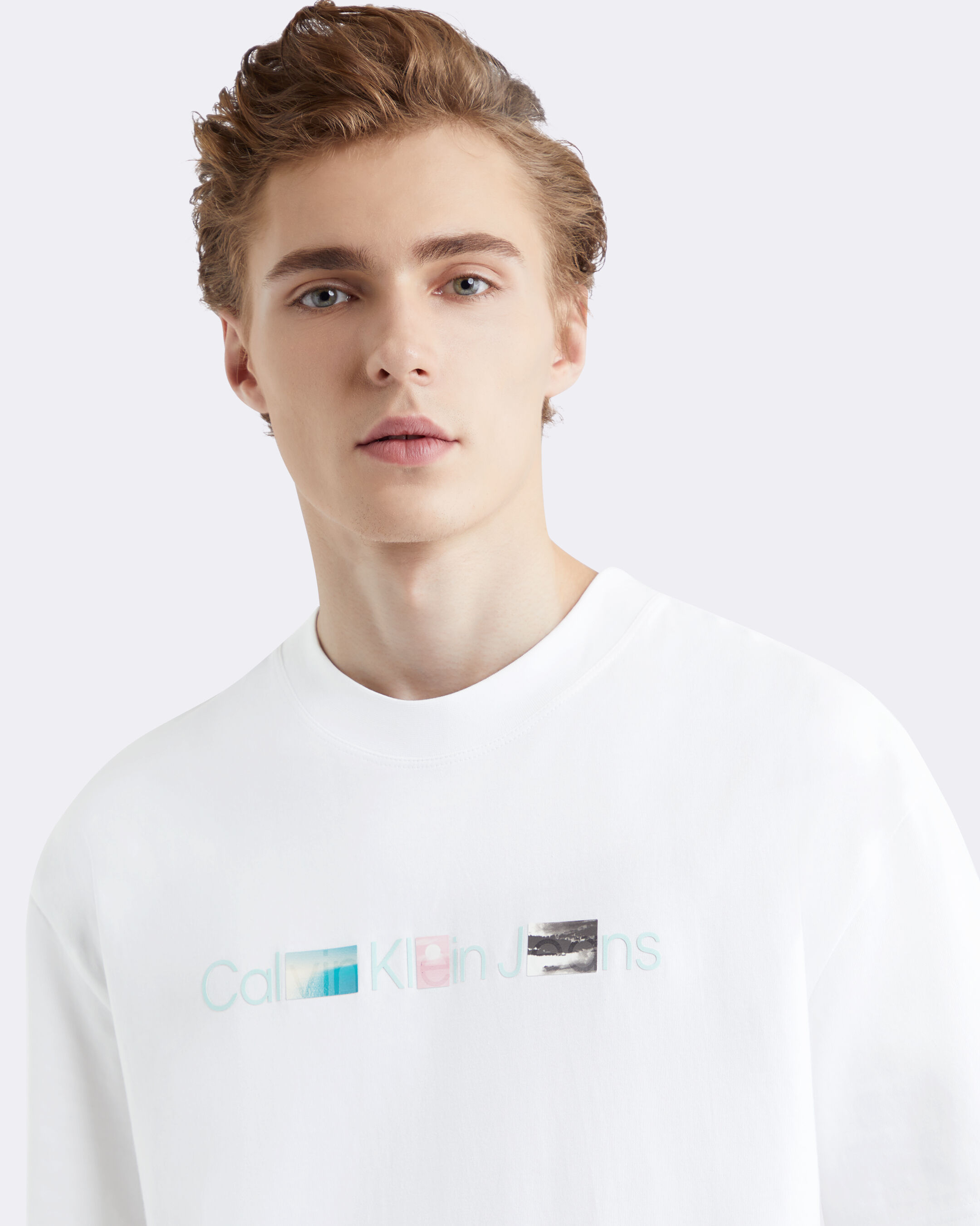 white tee with print