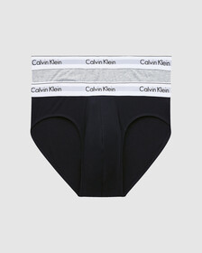MODERN COTTON 彈力低腰三角褲（2 件組）, 1 Grey Heather / 1 Black, hi-res
