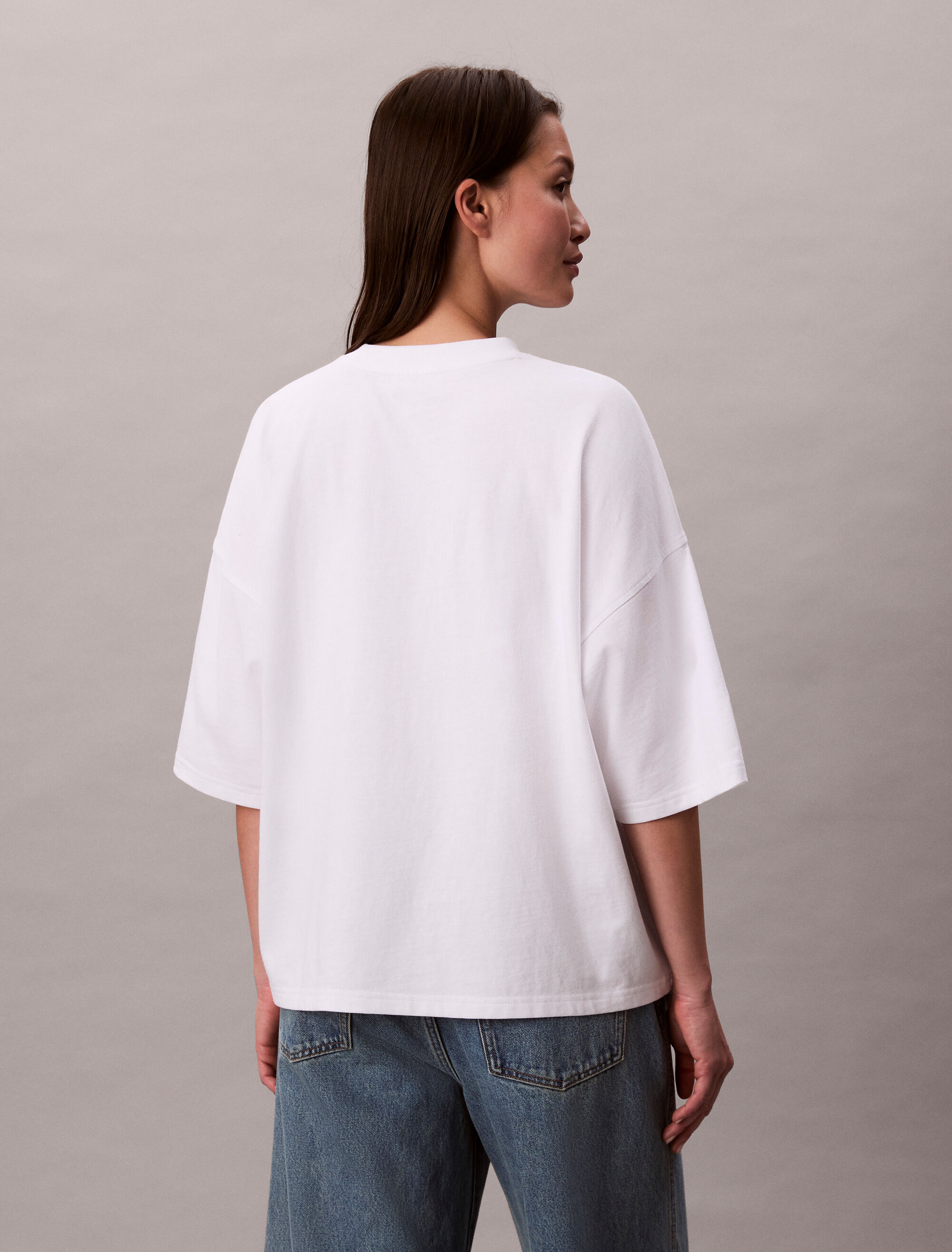 Woven Label Oversized Tee | white | Calvin Klein Hong Kong