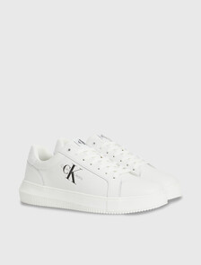 Leather Trainers, White/Black, hi-res