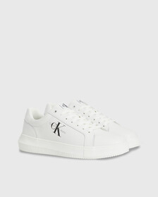 LEATHER TRAINERS, White/Black, hi-res