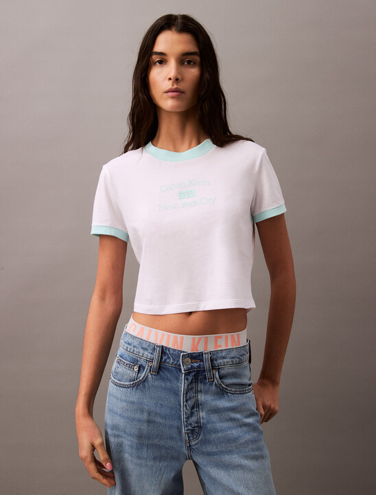 Cropped Logo Ringer T-shirt