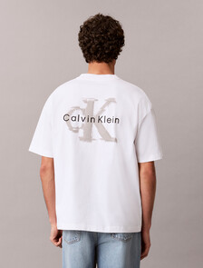 Oversized Embossed Monogram Tee, Bright White, hi-res