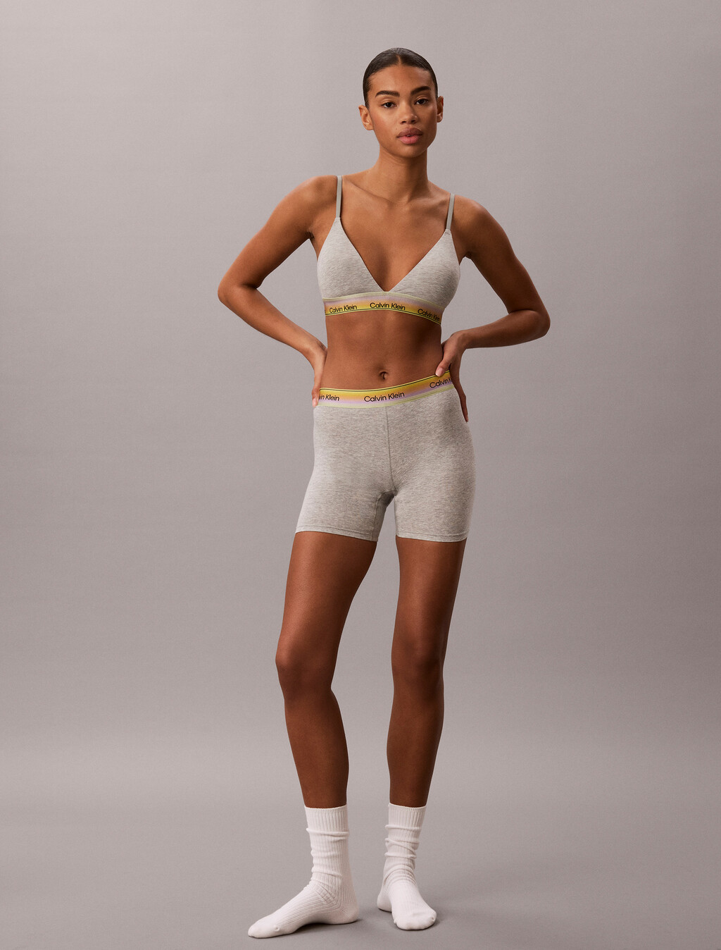 Lightly Lined Triangle Bra - Pride, Grey Heather, hi-res