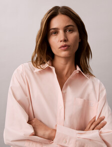 Relaxed Cotton Poplin Shirt, Mangano Calcite, hi-res