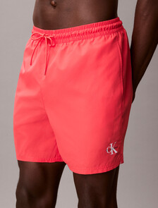 Medium Drawstring Swim Shorts - CK Monogram, Punch Pink, hi-res