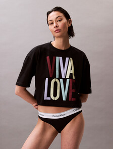 Pride Viva Love 印花圖案寬鬆短版 T 恤, Black, hi-res