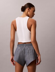 Cotton Chambray Pyjama Shorts, Indigo, hi-res