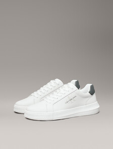 Leather Trainers, Bright White/Green Palm, hi-res