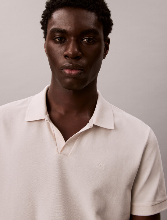 Cotton Piqu&eacute; Open Collar Polo Shirt
