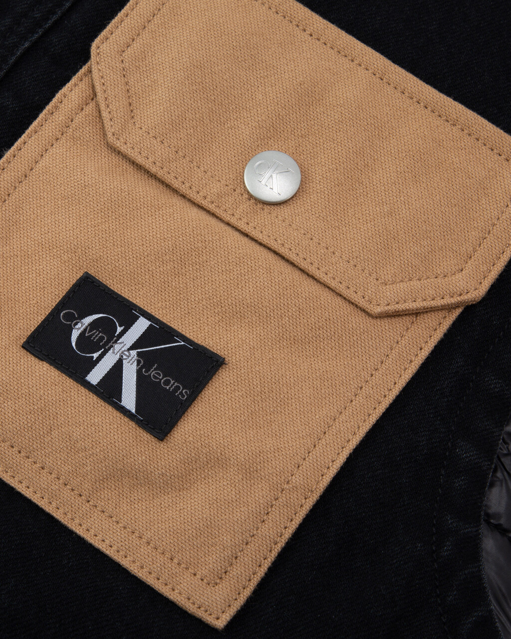 Amplify Workwear Padded Denim Vest, WASHED BLK/BRWN, hi-res