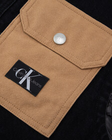 Amplify Workwear Padded Denim Vest, WASHED BLK/BRWN, hi-res