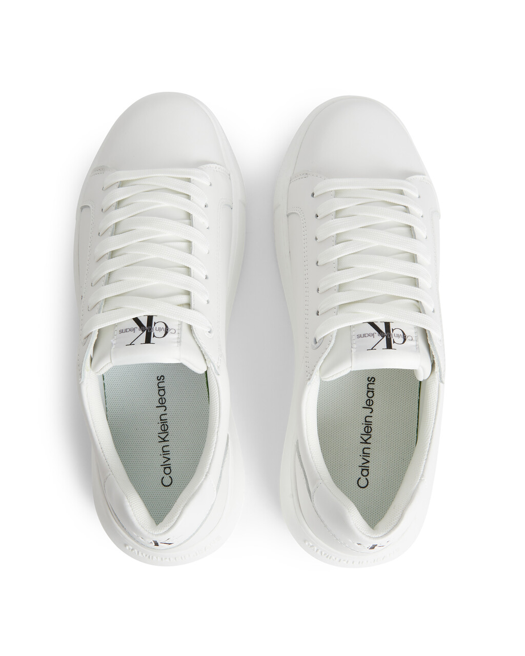 Leather Trainers, White, hi-res