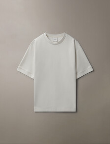 Combed Lightweight Interlock Cotton Crewneck T-Shirt, Chalk, hi-res