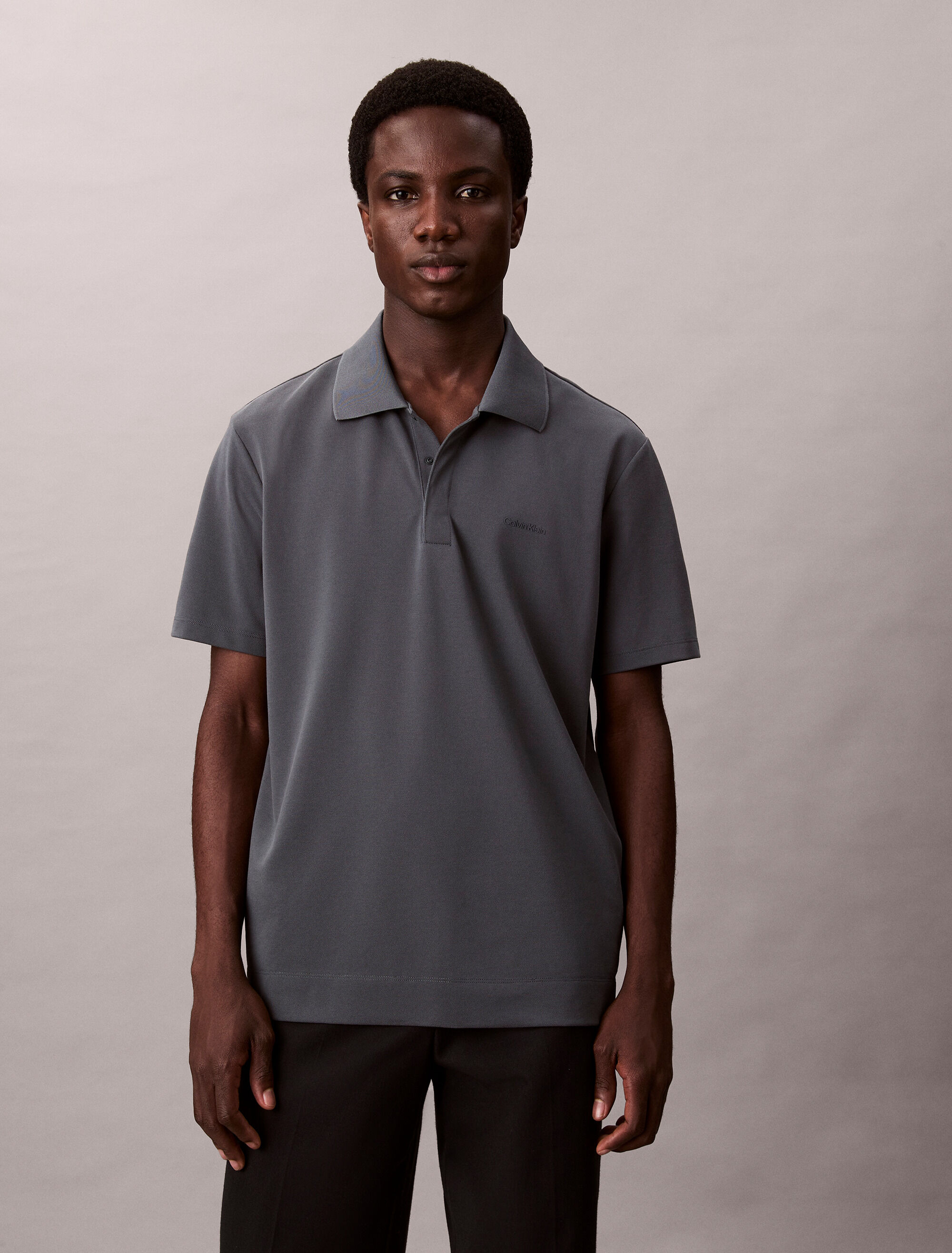Cotton Blend Pique Polo Shirt | blue | Calvin Klein Hong Kong