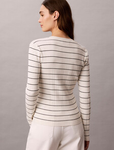 Rib Stripe Cardigan, Tofu, hi-res