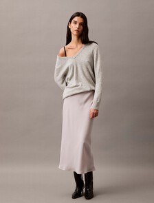 Cashmere V-Neck Sweater, B10 Grey Heather, hi-res