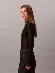 Monogram Mesh Top, Black, hi-res