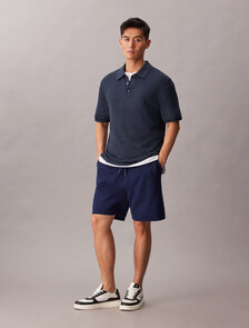 Linen Blend Classic Sweater Polo Shirt, Carbon, hi-res