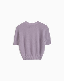 Feminine Chenille Short Sleeve Sweater, Lavender Aura, hi-res