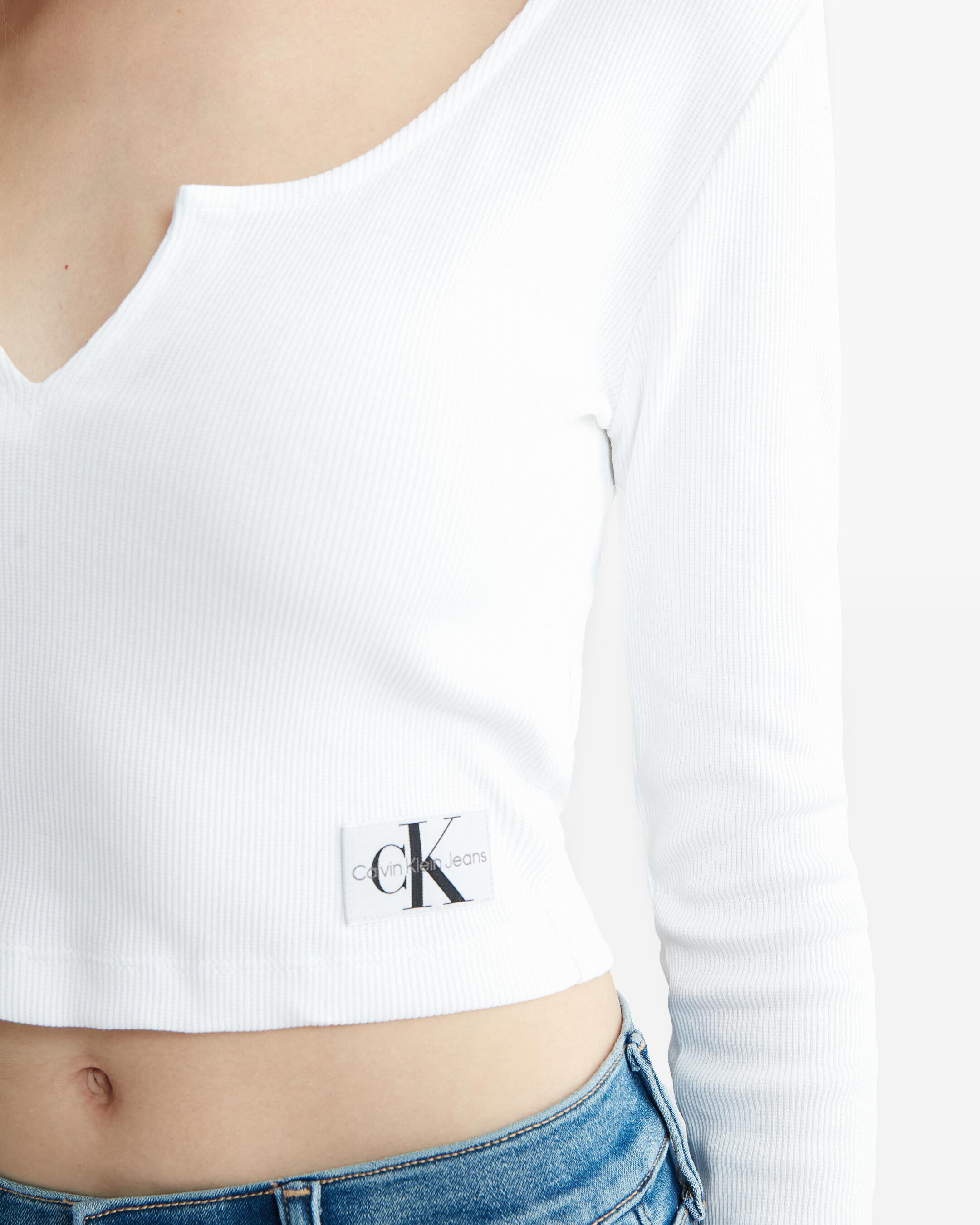 Slim Ribbed Long Sleeve Top white Calvin Klein Hong Kong