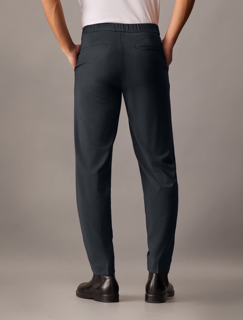 Wool Blend Elastic Classic Trouser, Castlerock, hi-res