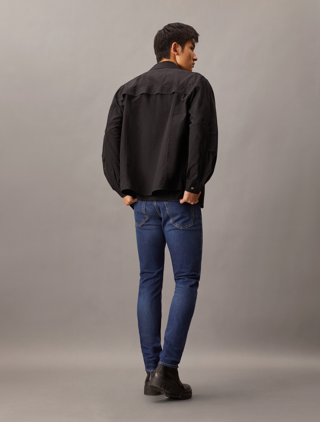 Silk Blend Modern Taper Jeans, Denim Medium, hi-res