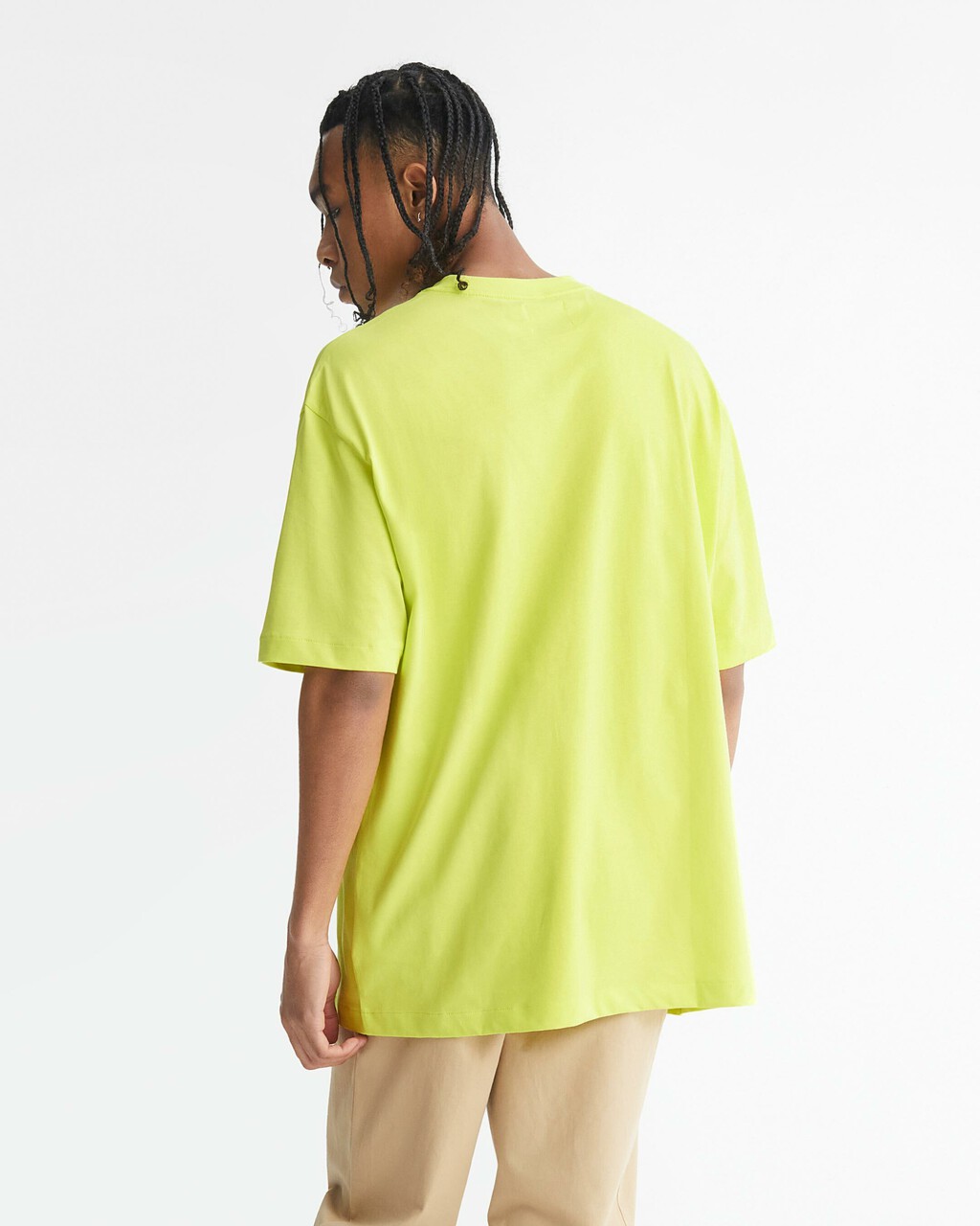 CALVIN LOGO CREW NECK TEE, Lime Luster, hi-res