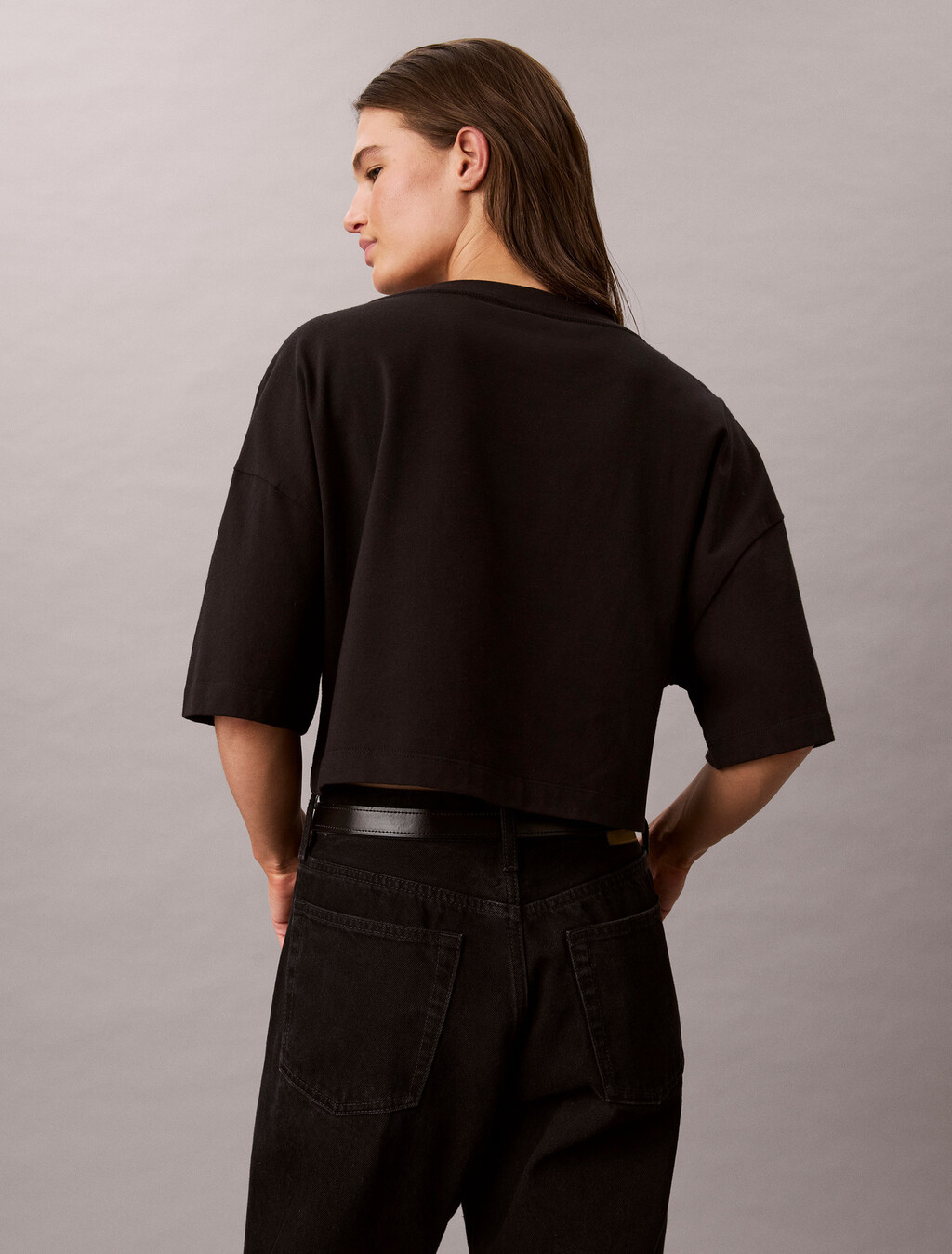 Logo Cropped T-Shirt, Black, hi-res
