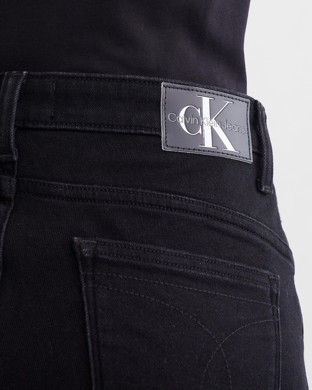 Brushed Lined 高腰修身喇叭牛仔褲, Denim Black, hi-res