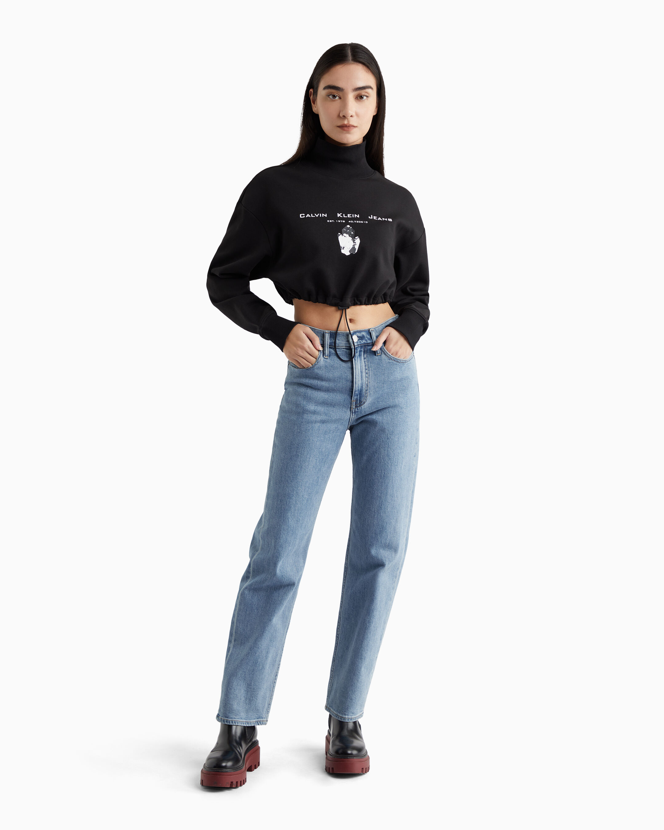 Calvin klein jeans high rise straight leg jean deals