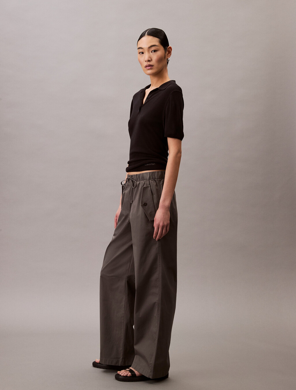 Cotton Twill Cargo Pants, Gunmetal, hi-res