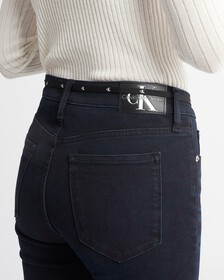 FLEX STRETCH 彈性高腰緊身牛仔褲, Visual Blue Black Logo Lace, hi-res